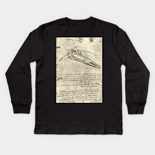 Flying machine, drawn by Leonardo Da Vinci, Circa 1488-9 Kids Long Sleeve T-Shirt